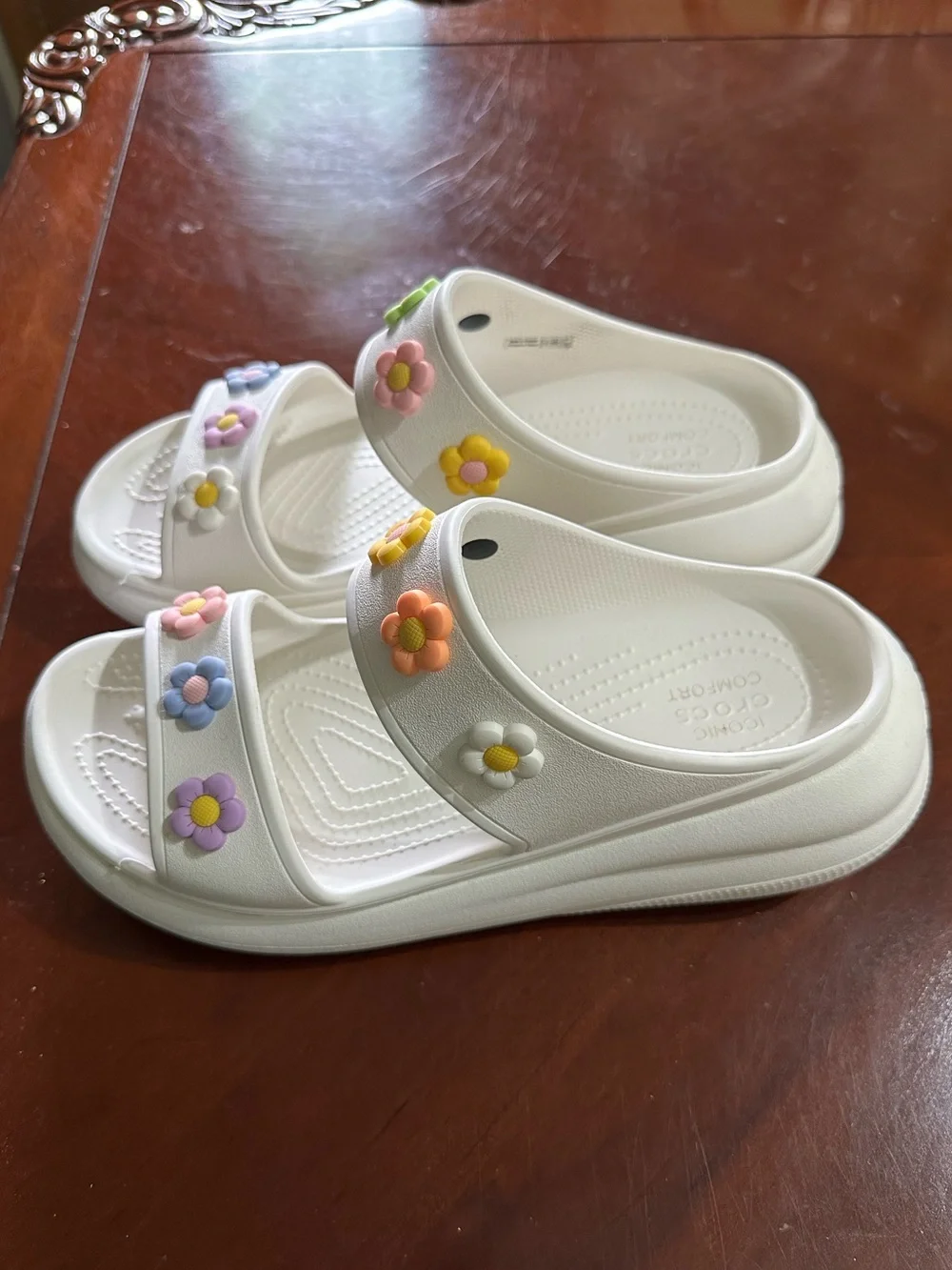 CROCS Adult Classic Crush Sandals with Pastel Flower Charms